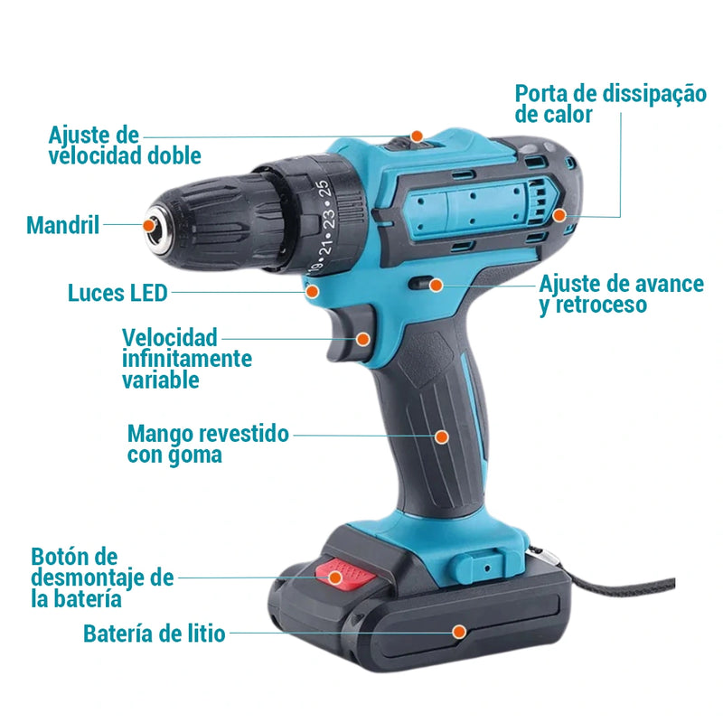 Combo Taladro Inalámbrico 24v - FuerzaPro [27 piezas + estuche]