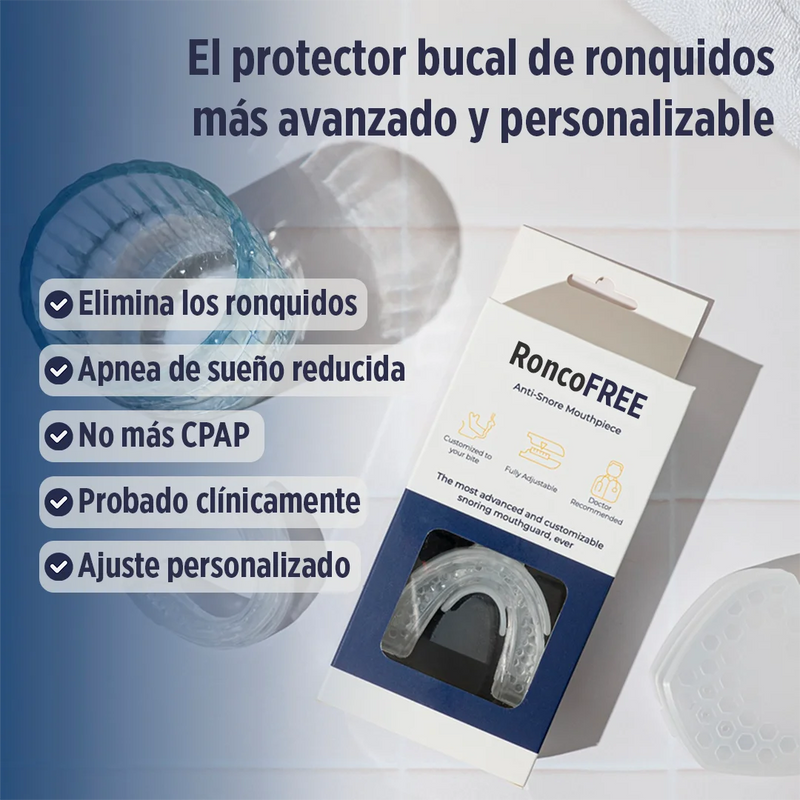 Ronco Free Protector Bucal para Ronquidos y Bruxismo Silicona Segura con Estuche Compacto