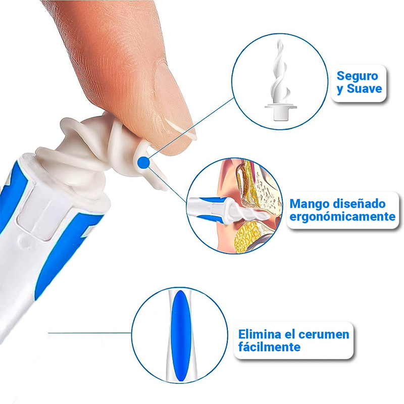 Limpiador de Oidos en Silicona - Smart Swab +16 Espirales de Repuesto [50% de Descuento]