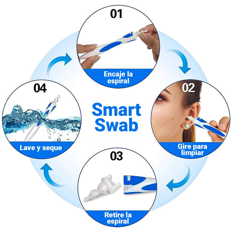 Limpiador de Oidos en Silicona - Smart Swab +16 Espirales de Repuesto [50% de Descuento]